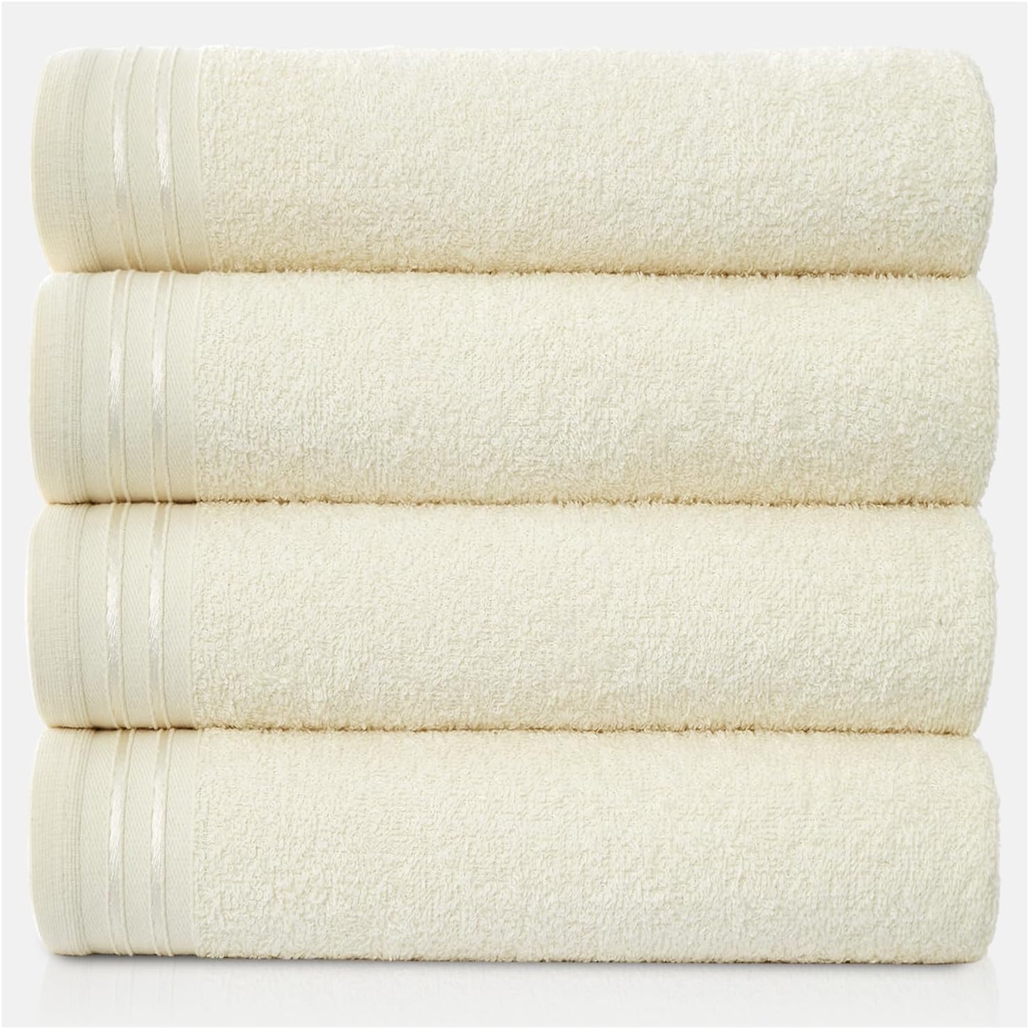 GC GAVENO CAVAILIA Large Towels Bath Sheet - Highly Absorbent Egyptian Cotton Towel Set - 4 Pack Extra Soft Large Bath Towel Cream - Quick Dry Bath Sheets - 450 GSM Washable Towels, 75 x 135 cm