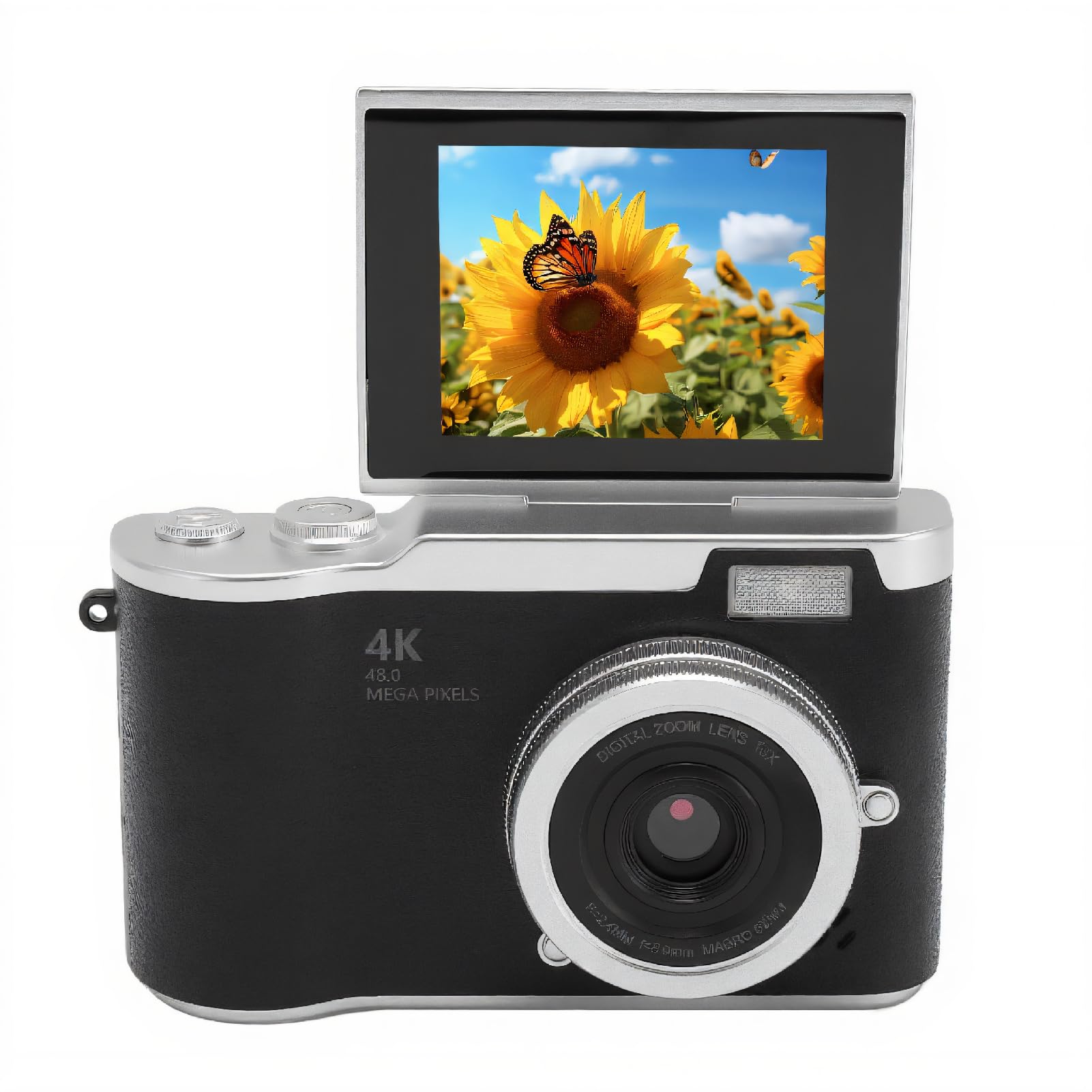 GOWENIC CCD Video Camera, CCD Camera Professional Optical Lens Automatically Portable 18x Reversible Zoom for Selfie (Black)