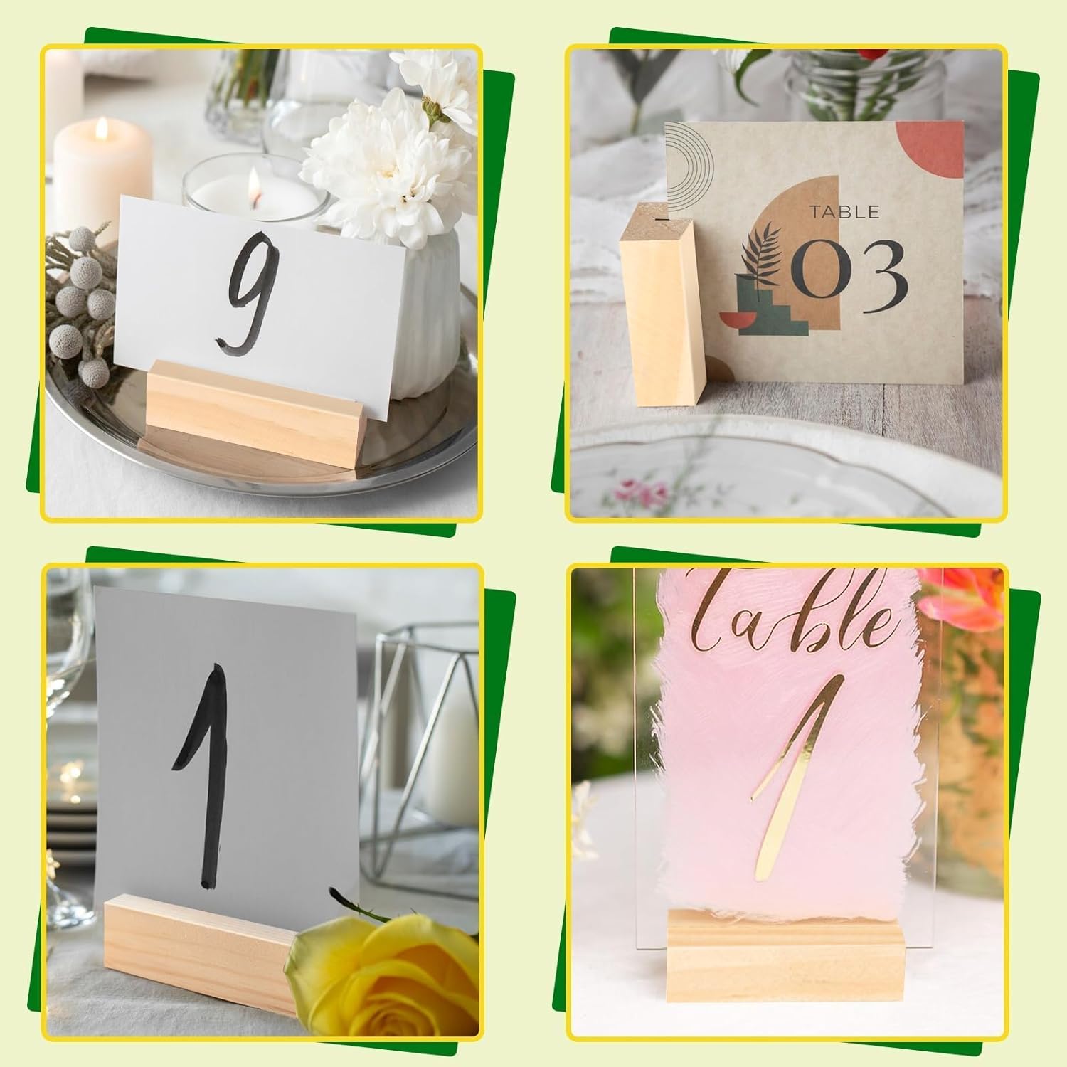 15 Pieces Wood Table Number Stands Wood Place Card Holders Picture Holder Acrylic Sign Holders for Ceremony Birthday Party Home Decoration - Image 7