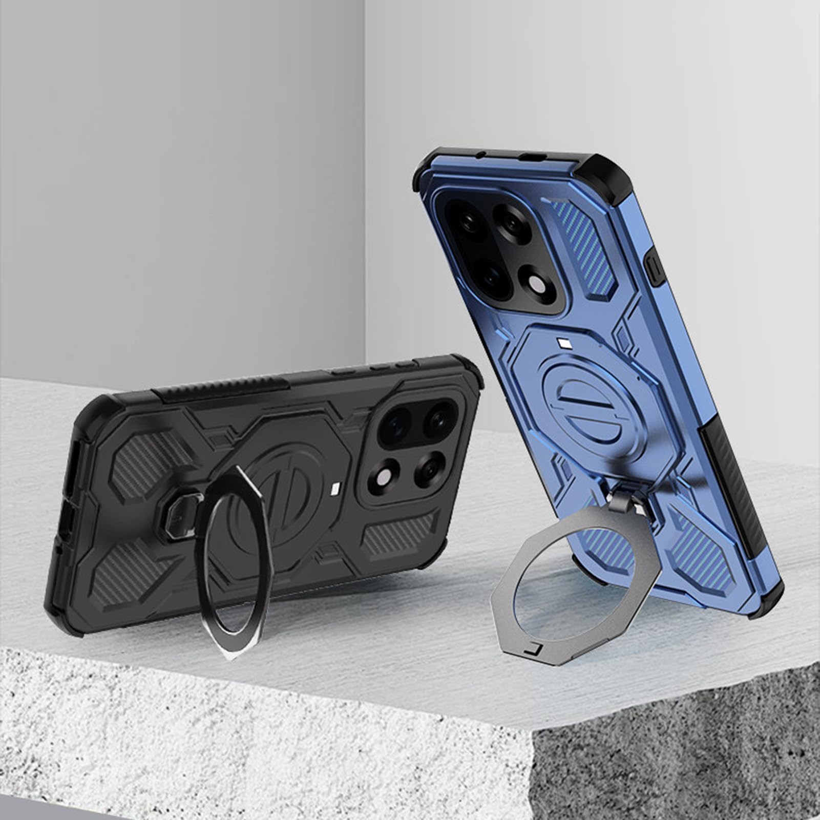 Ultracienkie etui do OnePlus 15, magnetyczny stojak na pierścionki, wojskowe etui ochronne, trwałe, odporne na uderzenia, zielone, 15