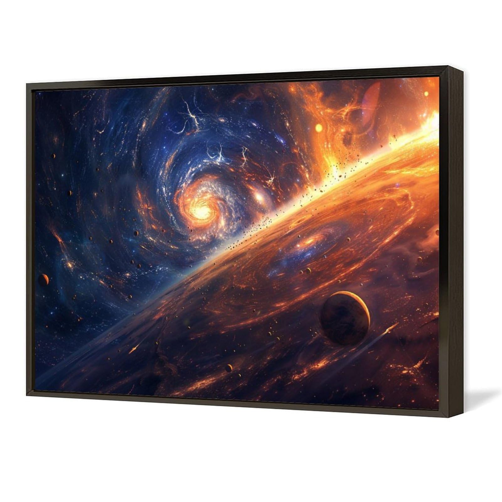 韓国画家　宇宙テーマの油彩画 金色フレーム付き Amazon.co.jp: 絵画 宇宙惑星アート絵画インテリア 絵画 太陽系