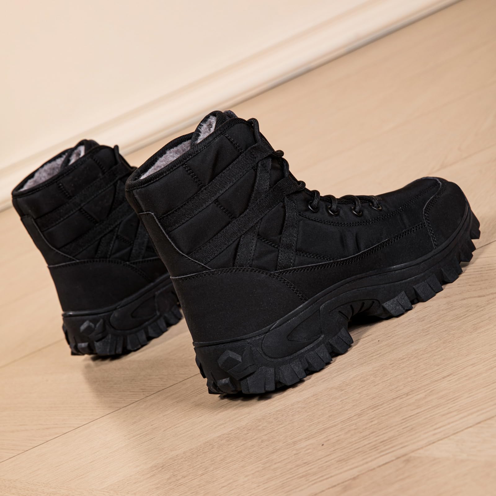 Botas de nieve para mujer, altura media, botas de invierno impermeables con forro de piel sintética, suela antideslizante para nieve, hielo y día de la ciudad