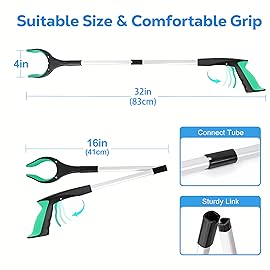 Grabber Reacher Tool - 32 Extra Long Foldable Gripper and Reaching Tool - Heavy Duty Pick Up Stick Grabbers for Seniors, Trash, Surgery Recovery Must Haves Gifts (Green)