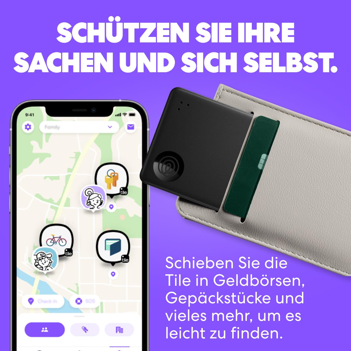 Life360 Tile Slim - Geldbörsenfinder, Bluetooth-Tracker und Gegenstandsfinder für Gepäckanhänger, Reisepässe und mehr. iOS- & Android-kompatibel. Handy-Finder. 1er-Pack (Navy Blaze)