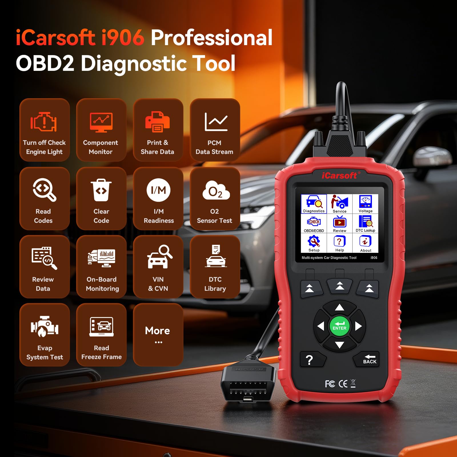 iCarsoft Narzędzie diagnostyczne i906, czarny/pomarańczowy