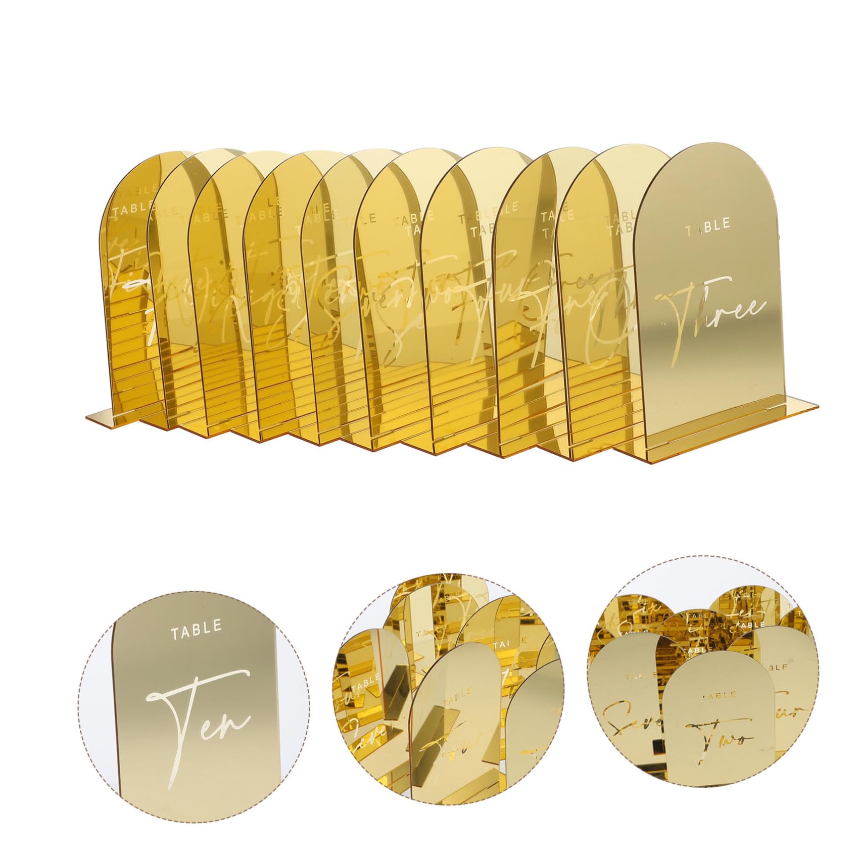 Goldene Acryl Tischkarten für Hochzeit 10stücke Leicht und Formbeständig mit Filigranen Details für Jubiläen und Festliche Anlässe