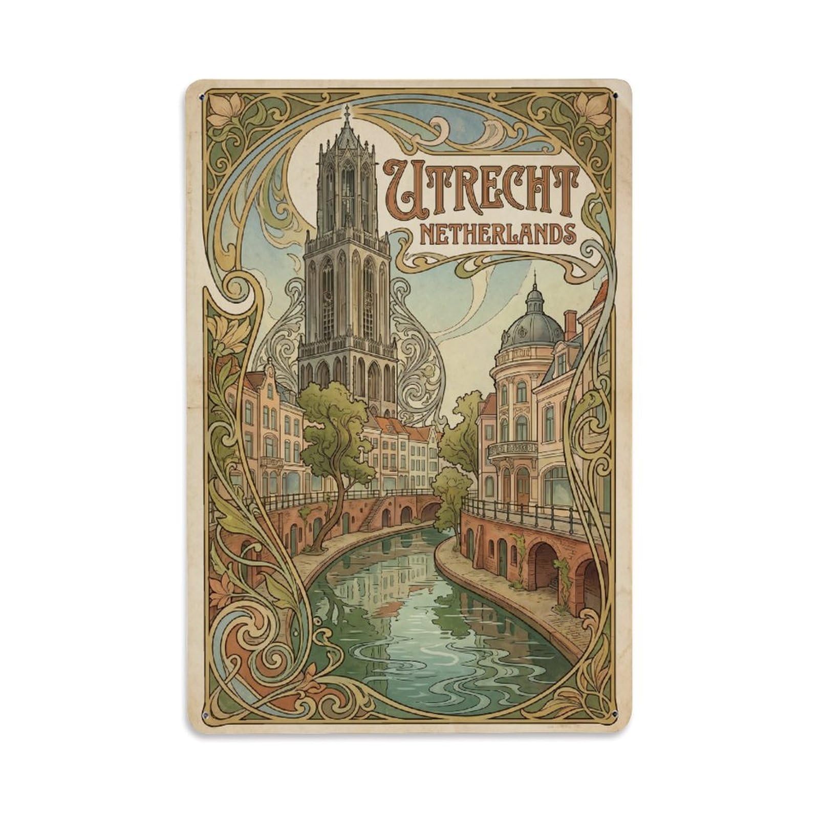 Netherlands Utrecht Vintage Travel Metal Tin Sign Plaque Wall Decor for Cafe, Club Bar, Office, Garden Metal Poster 8x12Inch