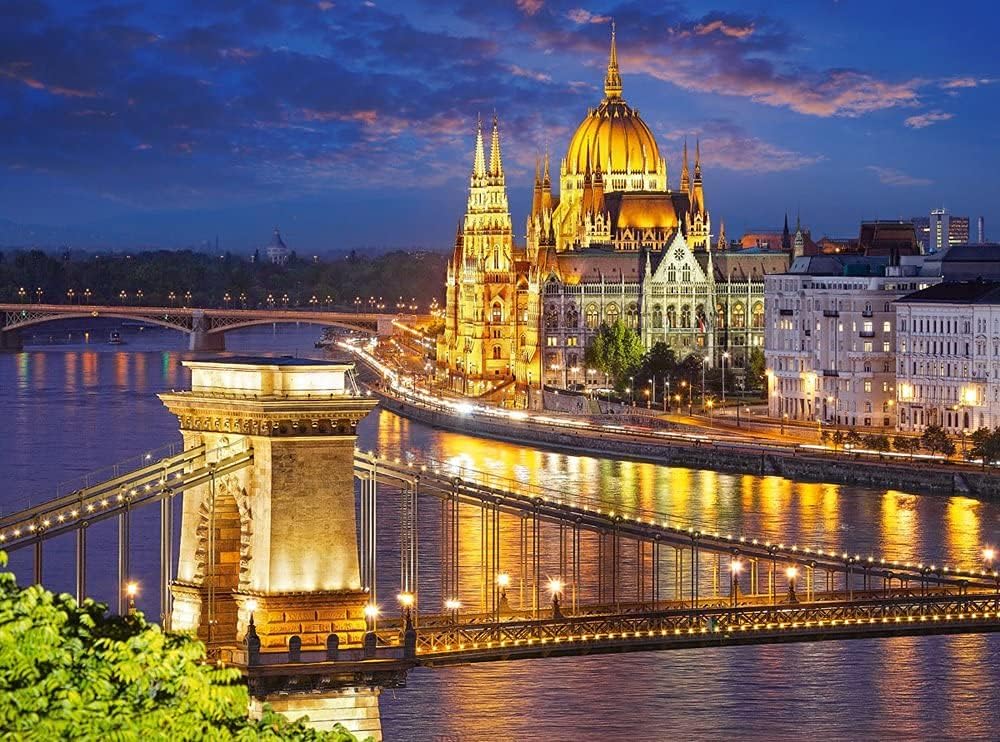 CASTORLAND 2000 Piece Jigsaw Puzzles, Budapest view at dusk, Parliament, Budapest Hungary Puzzle, Adult Puzzles, Castorland C-200405-2