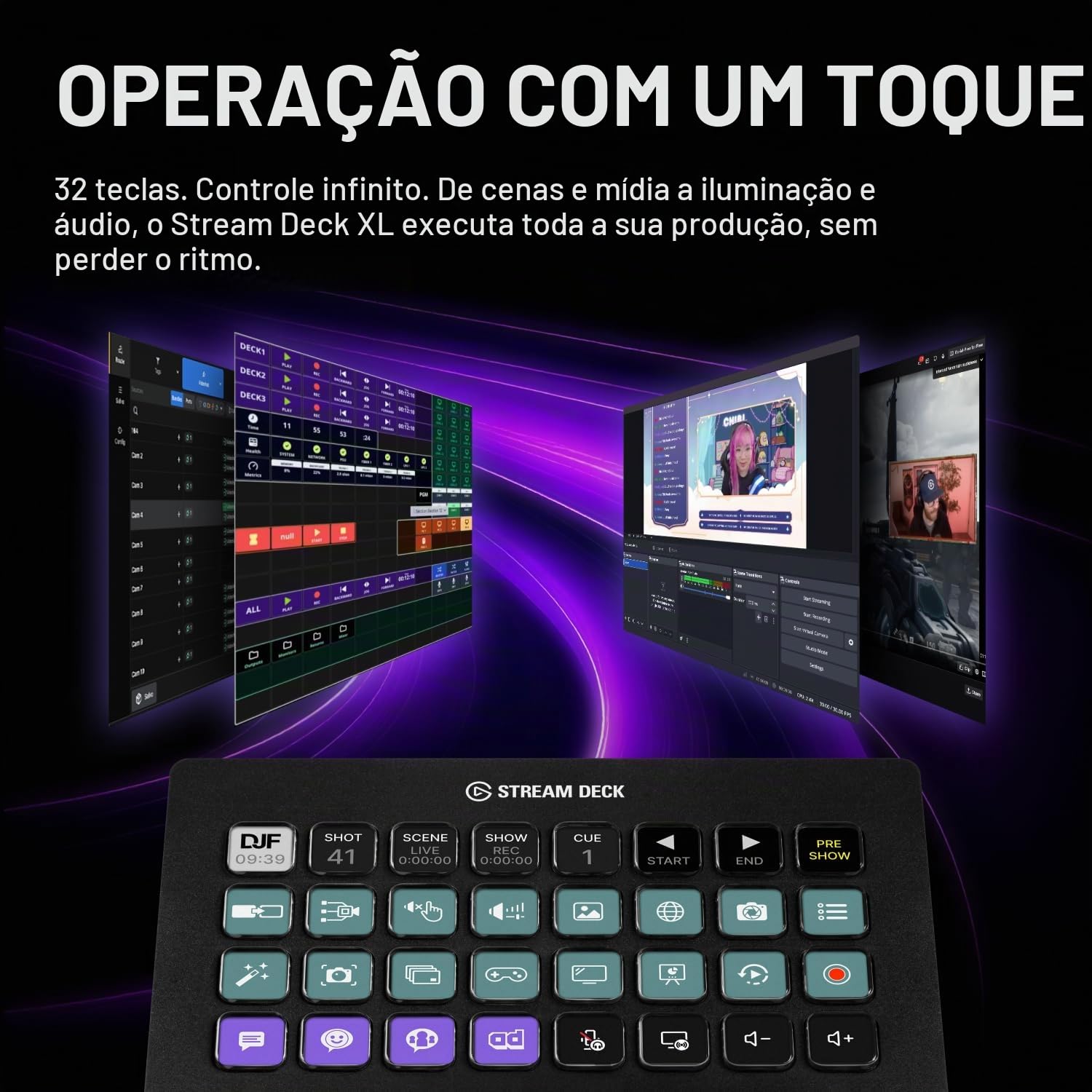 Stream Deck Elgato XL, 32 Teclas Personalizáveis de LCD, USB