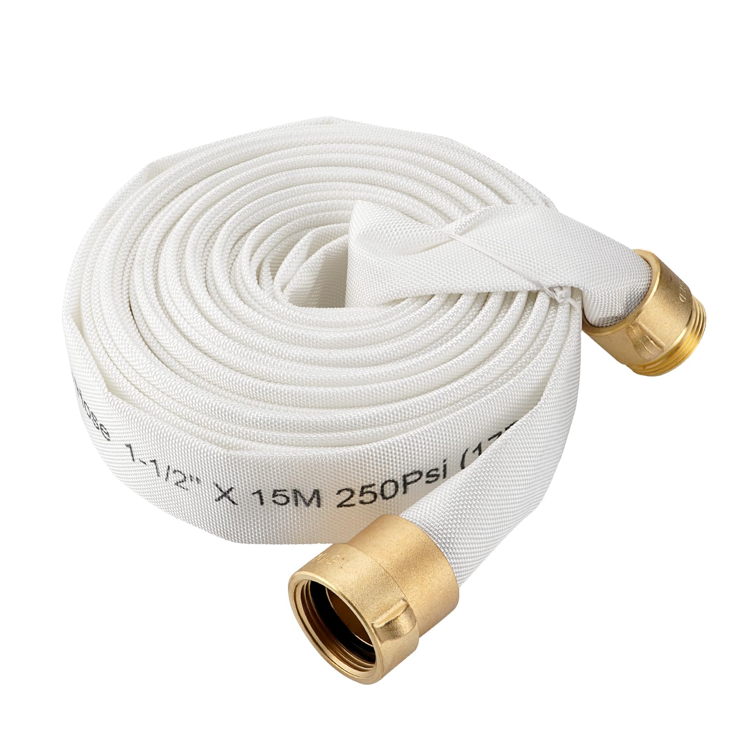 Venussar Fire Hose,1-1/2" ID X 50 FT, Single Jacket TPU, 450 PSI Burst Pressure, Industrial Fire Hose with NST/NH Brass Couplings for Indoor Use