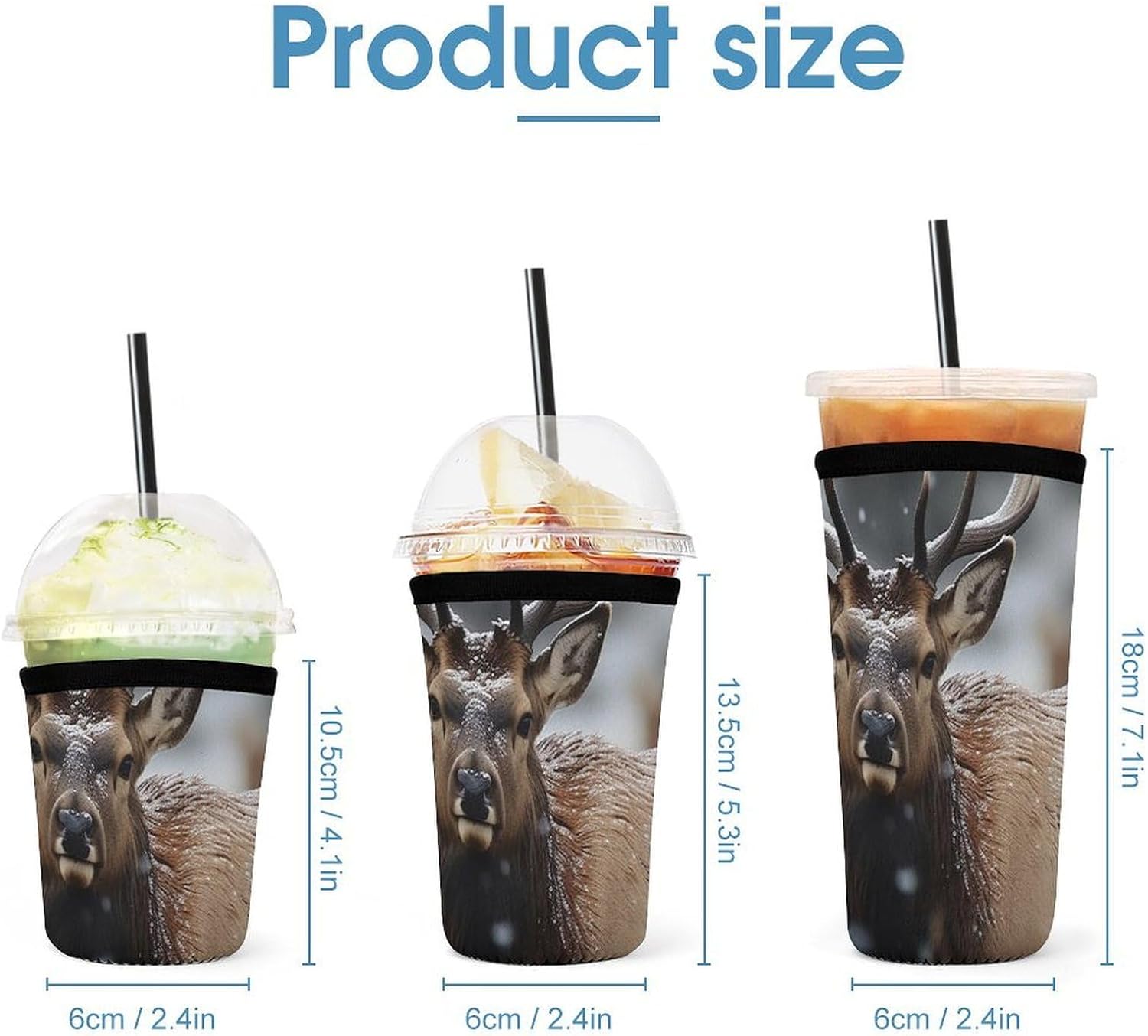 3 Pack Neoprene Cup Sleeves, Stretchy Reusable Drink Cup Cover Universal