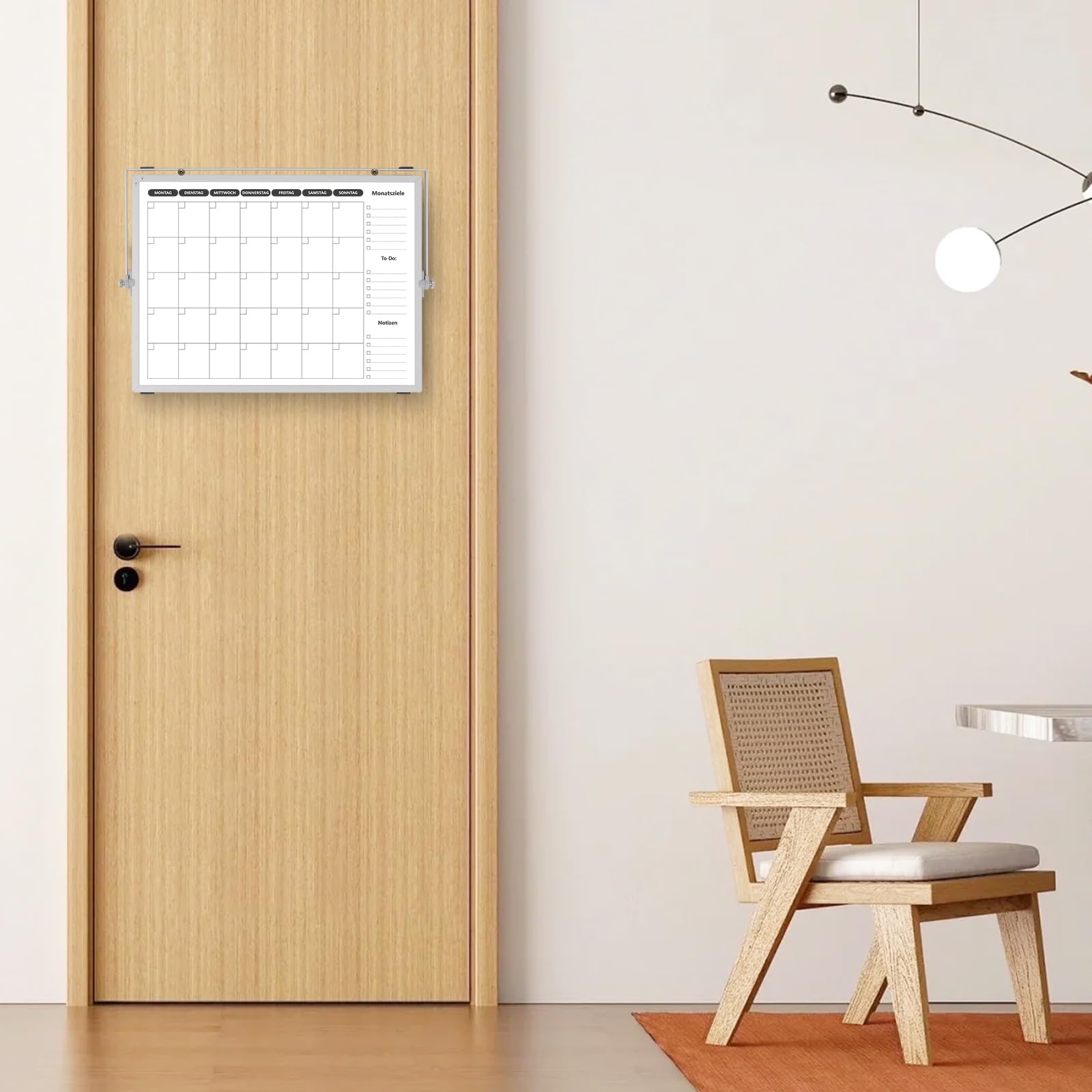 Doppelseitiges Whiteboard Wochenplaner/Monatsplaner abwischbar mit Halter für Tisch und zum aufhängen für Wand 40 x 30 cm