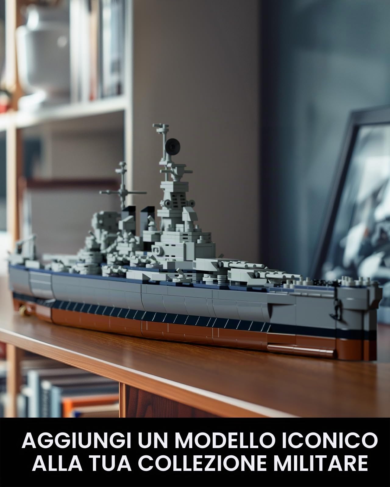 Nifeliz Nave da guerra Blocchi di Costruzione per Adulti, USS Battleship militare modellismo, Decorazione per la casa o l'ufficio, Regali per Uomini e Donne (1911 pezzi, NF10280)