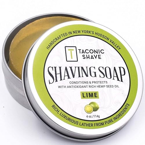 Miniatura 2 de Taconic Shave Jabón de afeitar  Aroma a lima  Espuma densa y lisa para afeitado húmedo clásico  Espuma con cepillo y tazón  Cojín protector y