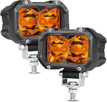Amber LED Fog Lights, 2 Pcs 4 Inch Yellow Spot Driving Light 80W Ditch Lights for Off-Road Vehicles