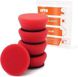 SPTA Red T10 Mini Ultra-Fine Finishing Foam Polishing Pads, 5Pcs 1.3inch/32mm Sponge Polishing Buffing Pads, Car Foam Detail Polishing Pad Kit for Car Detail Polishing, Small Area Polishing -FPTSS1R