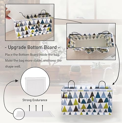 Miniatura 3 de Kanrichu 2 bolsas organizadoras grandes para colgar en la pared, cestas de almacenamiento colgantes de tela de lino con bolsillos, contenedor