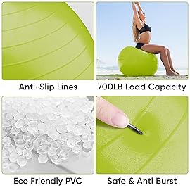 APEXUP Yoga Ball Exercise Ball Anti Slip Heavy Duty for Fitness, Balance & Core Workout (XXL(31~34) 85cm, Green)