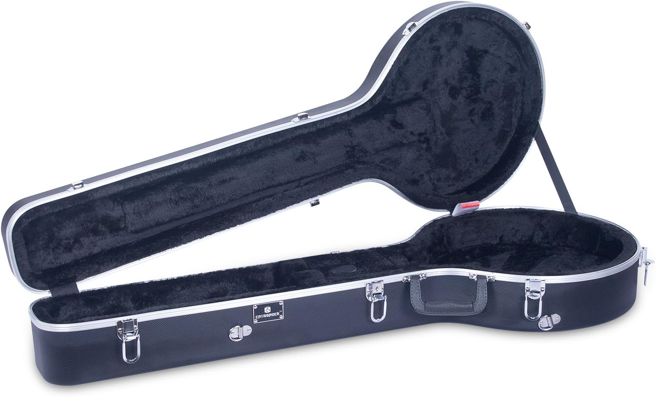 Crossrock CRA860BJBK ABS Molded Hardshell Banjo Case,Backpack Style, For 5-string Resonator/Gibson Tenor Banjo, Black