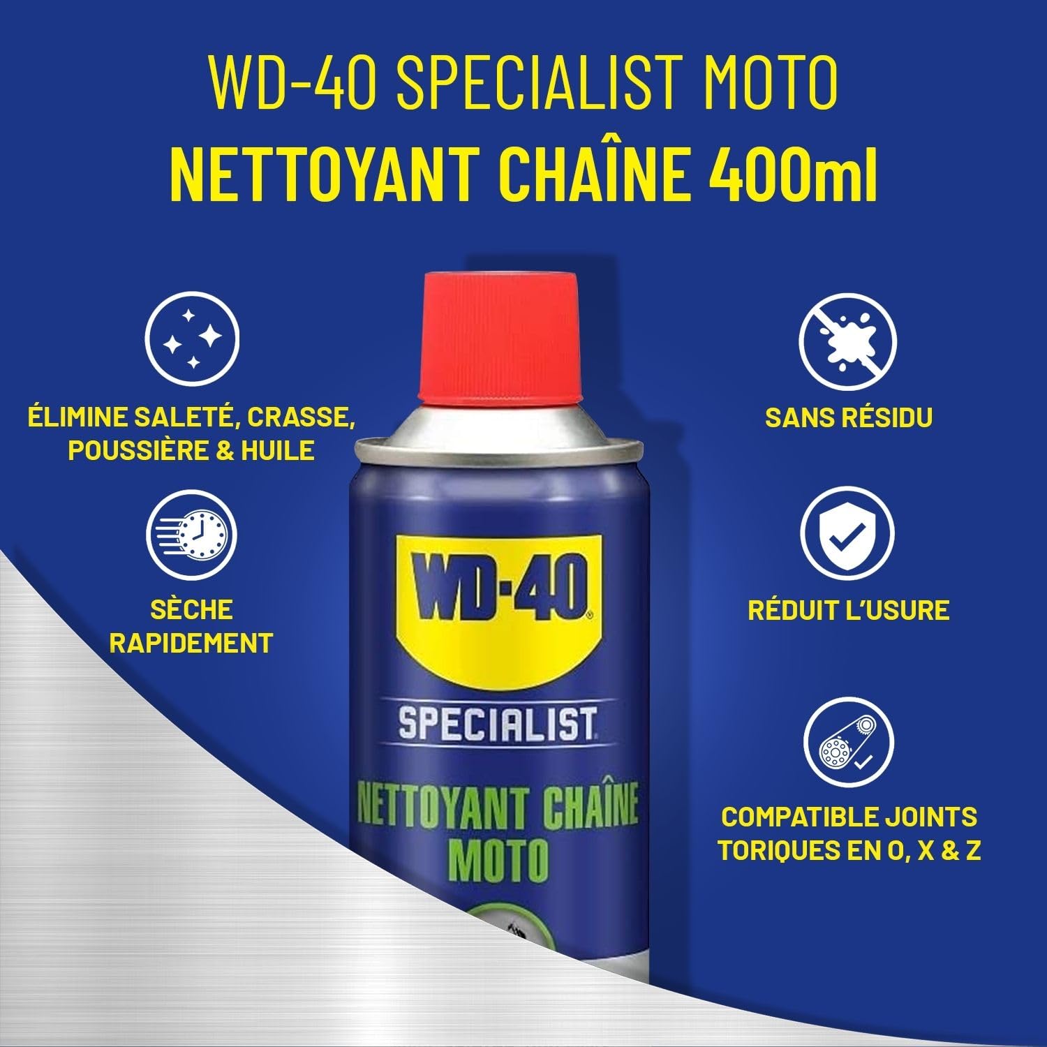 WD-40 SPECIALIST Kit d'entretien Moto Complet - Pack de 5 produits + outils | Kit des essentiels de l'entretien moto - Nettoyer, lubrifier et faire briller la moto - Brosse et chiffon inclus