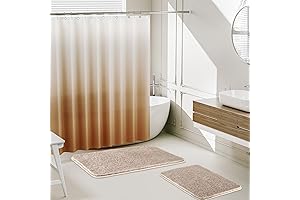 Complete Beige Bathroom Sets with Shower Curtain, Rugs, & Accessories: 14-Piece Oasis