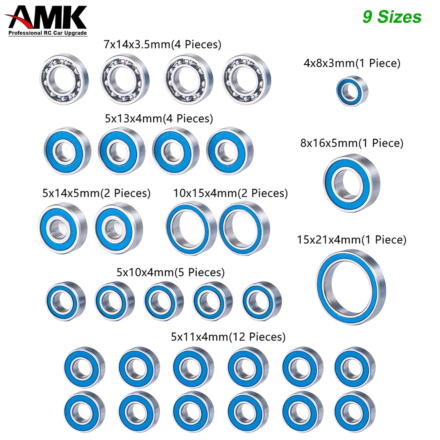 32Pcs UTB10 Metal Ball Bearings Kit, Rubber Sealed Axial Capra Wheel Bearings Set for 1/10 RC Crawler 1.9 Unlimited Trail Buggy Upgrades