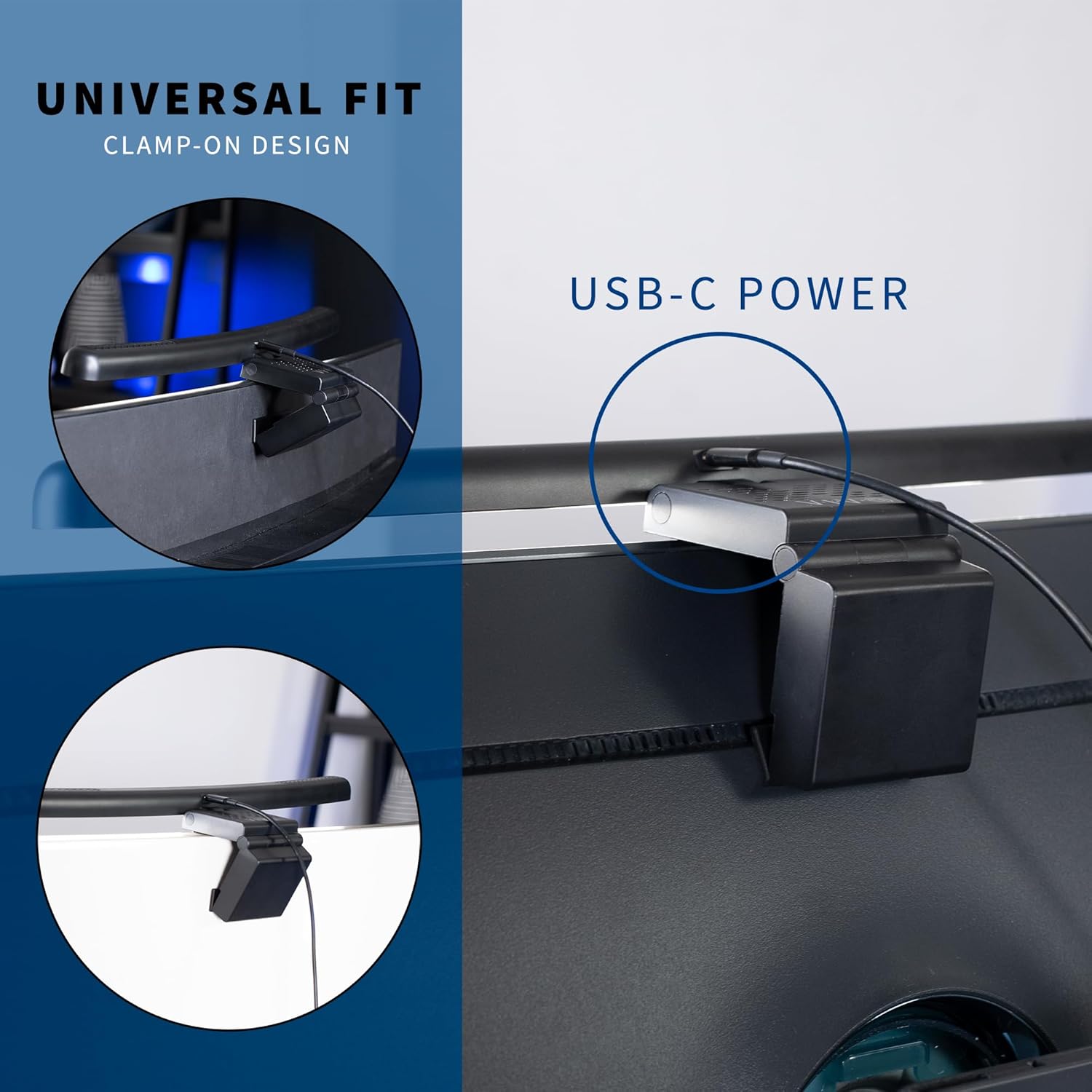 Black Glossy Curved LED Monitor Light Bar with USB Power
