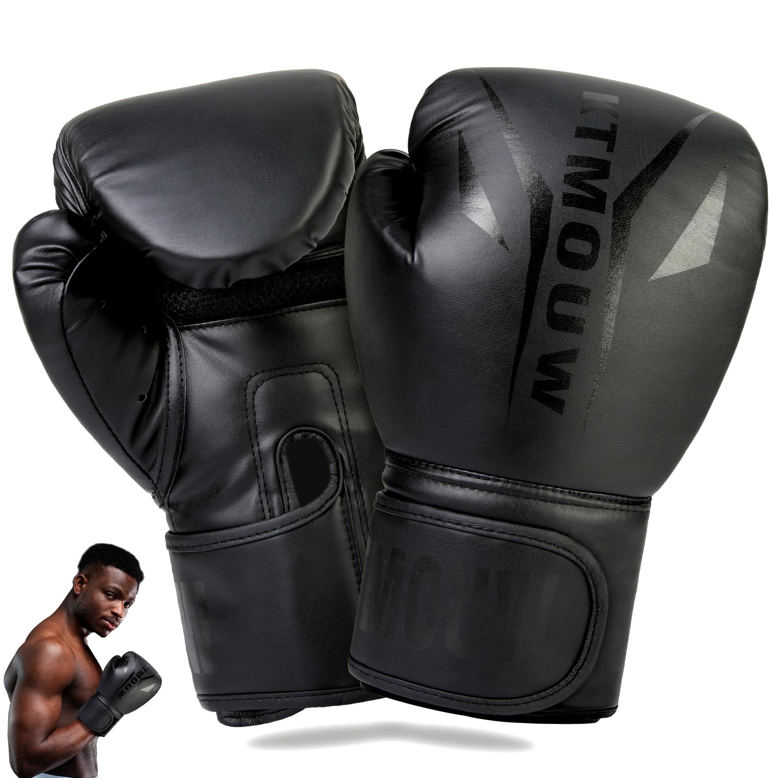 KTMOUW Gants De Boxe En Cuir PU – 10/12/14 Oz Pour MMA, Kickboxing, Muay Thaï, Sparring – Poignet Renforcé, Paume Ventilée
