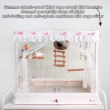 Bird Cage Seed Catcher, Stretchy Mesh Skirt Cover for Round Square Cages, Sheer and Breathable Parrot Nylon Mesh Net Cover, Seed Guard Pet Cage Birds for Parrot Parakeet (Orange,M)