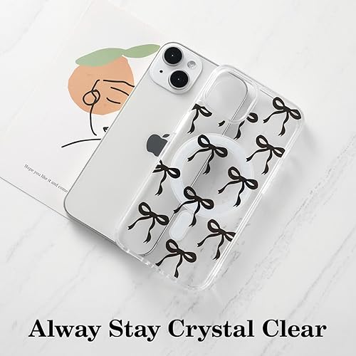 Miniatura 5 de UEEBAI - Funda magnética para iPhone 15, diseño de lazo, compatible con MagSafe, funda transparente delgada inalámbrica, antiamarilleo, a prueba de