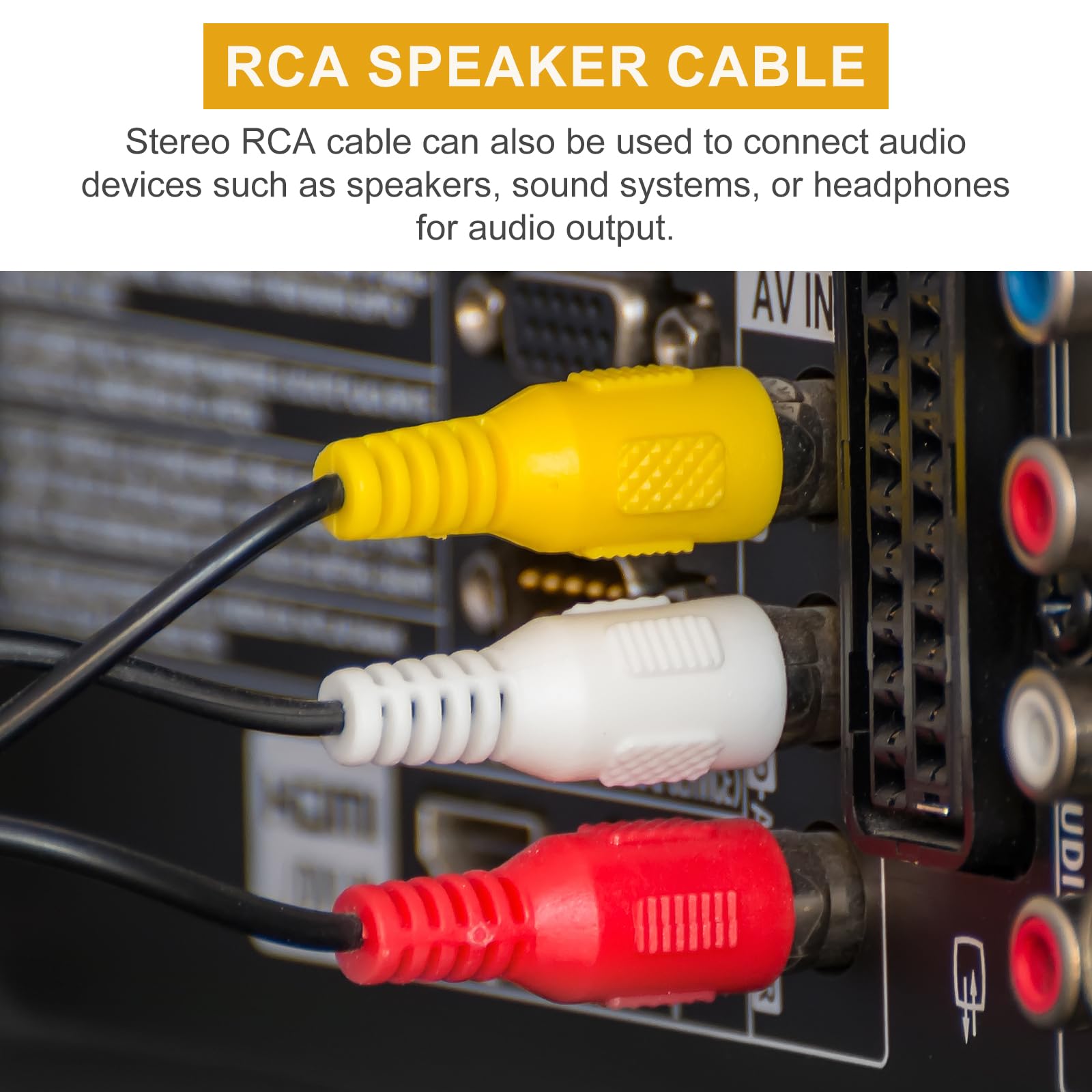 Single RCA Cable 2.5 Metres Length – RCA Audio Cables Phono Plug Male-to-Male Lead – Audio Wire For Stereo Speaker Adapter Extensions Amp Subwoofer - View #2