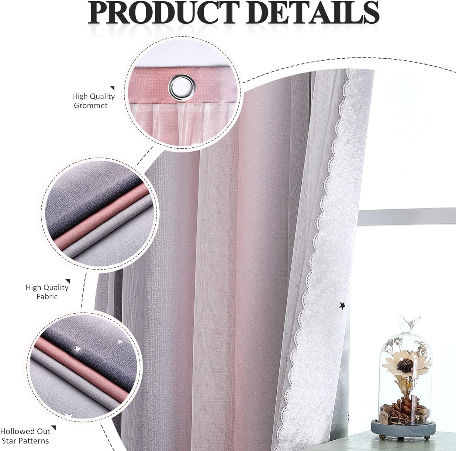 HOSIMA Tenda Oscurante Con Occhielli – 117x138 Cm, Motivo Ondulato Luna E Stelle, Morbida E Avvolgente Per Soggiorno E Cameretta