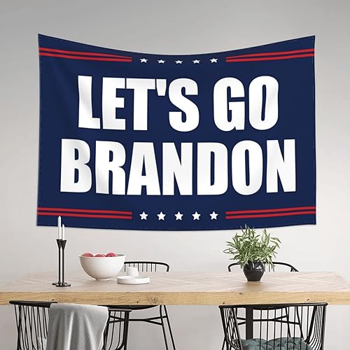 Miniatura 3 de Divertida decoración de patio con texto en inglés "Lets Go Brandon" para colgar en la pared (tamaño 39.4 x 59.1 in)