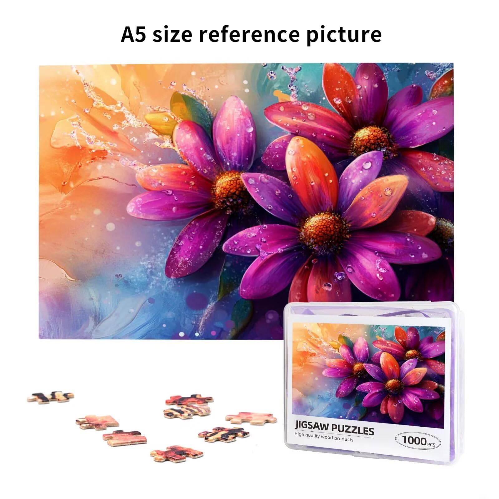 Puzzle 2000 Teile, Puzzle Erwachsene, Holzpuzzle Blume Impossible Jigsaw, Clevere Rätsel, HD Farbe Jigsaw mit Geschenkbox Verpackung for Aesthetic Room Decor, Geschenke für Frauen Rot 100x70cm p-1905