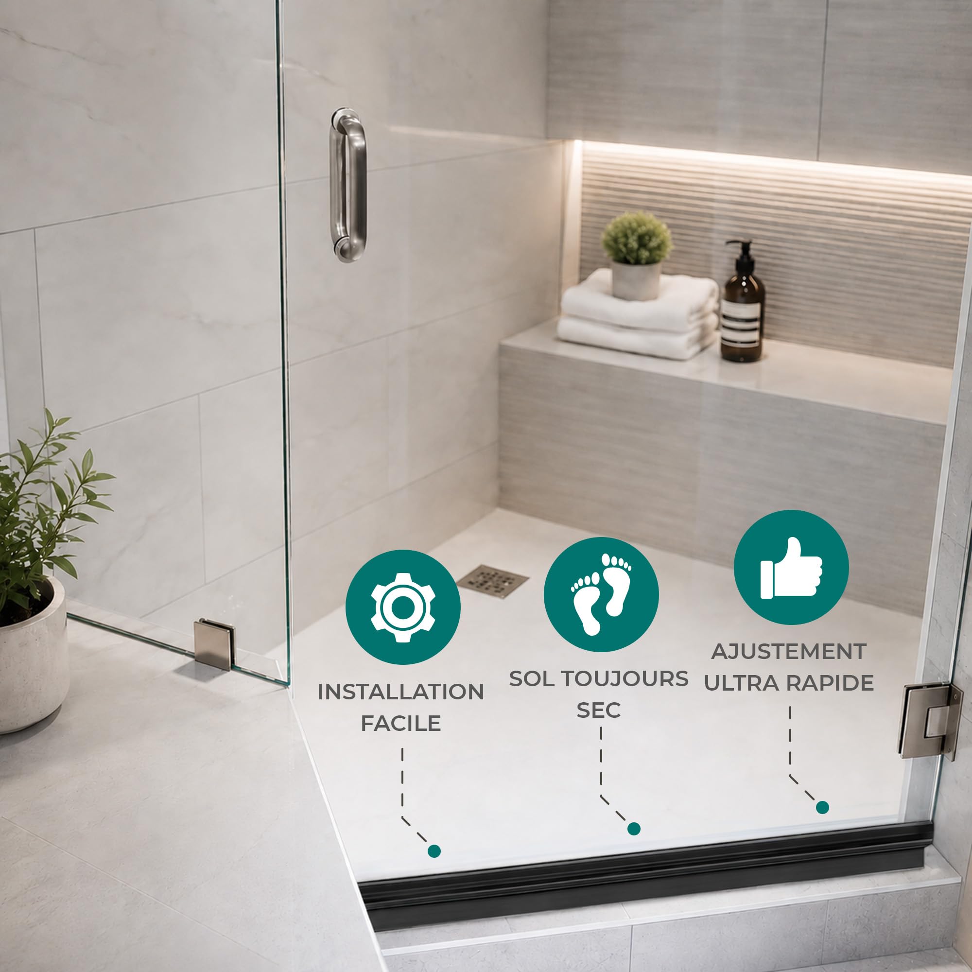 Meisterfaktur Joint Porte de Douche [2x] – Joint d'Étanchéité PVC pour Paroi de Douche en Verre 6,7 et 8 mm
