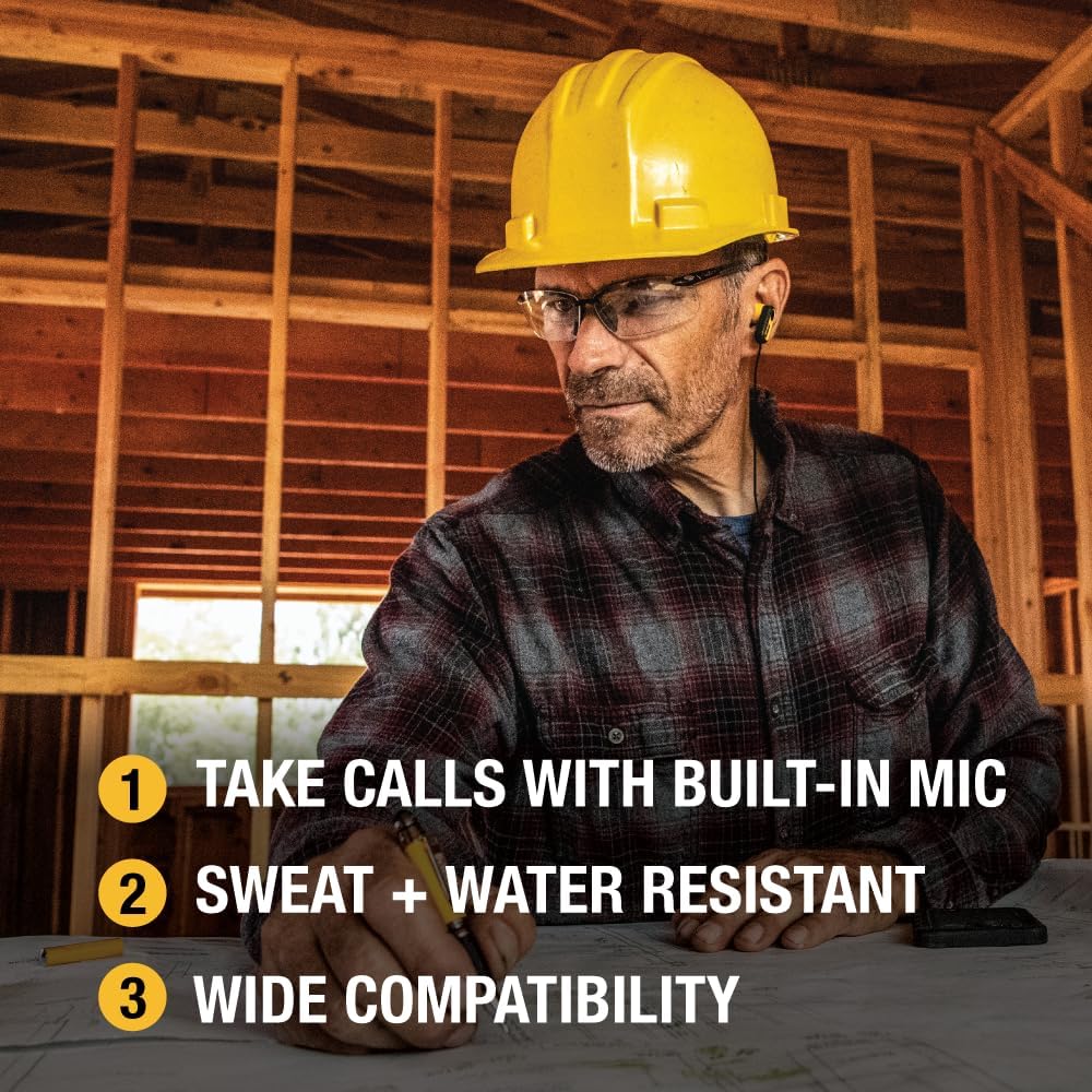 DEWALT Jobsite - Cuffie USB C per iPad/iPhone 15/16 Pro Max, auricolari con cavo di tipo C, auricolari USB C cablati con microfono, modulo di controllo del volume, compatibili con MacBook, Samsung S23