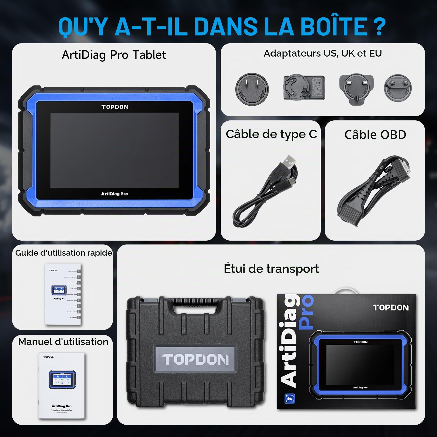 TOPDON Valise Diagnostic Auto ArtiDiag Pro V2.0, Codage de ECU, Diagnostic Voiture du Systèmes Complet avec 35+Réinitialisations, Test d'actif, Mise à Jour Gratuite de 2 Ans