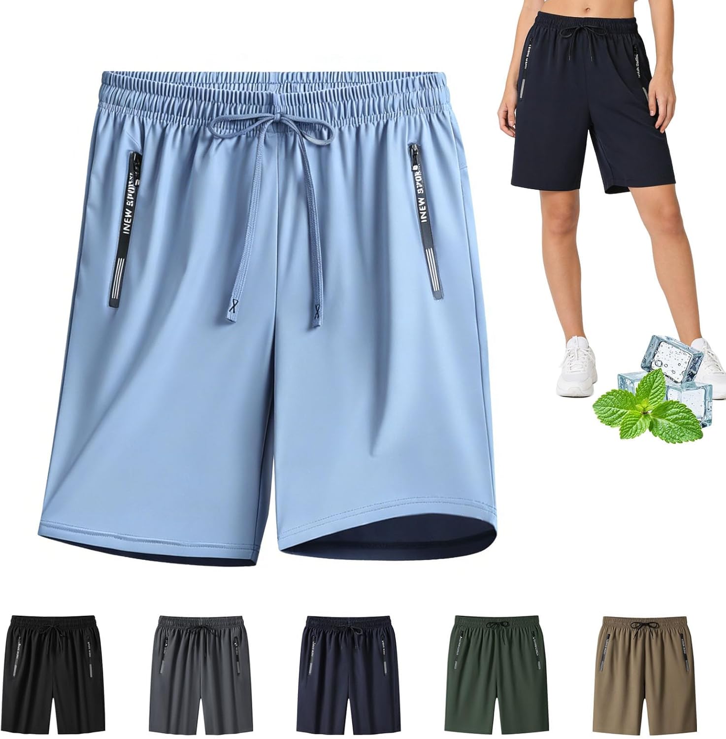 Ice Silk Cooling Shorts for Seniors Women, Breathable Stretch Active Quick Drying Shorts