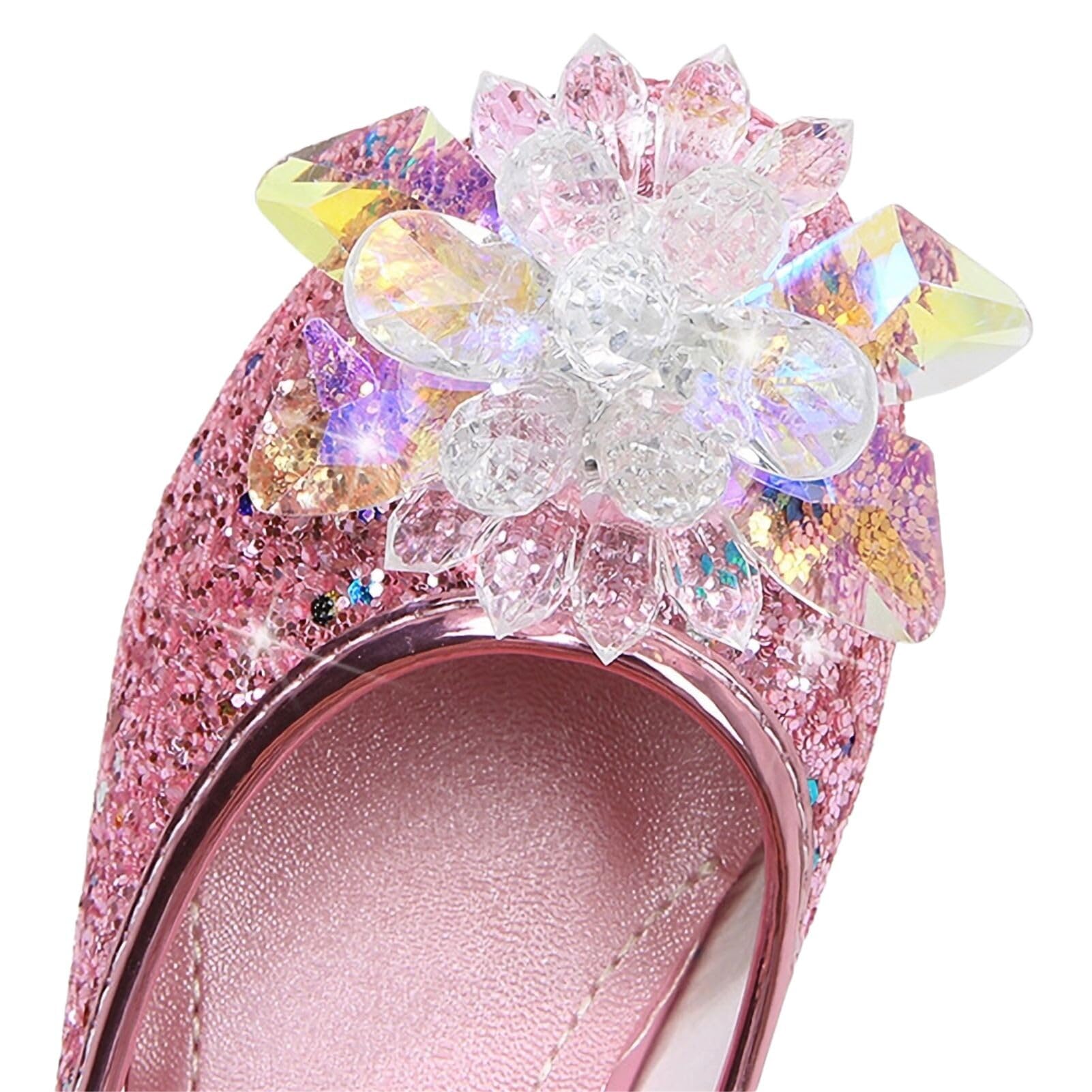 Scarpe Tacco Paillettes Principessa Bambina, Bimba Scarpette Abbinabili Abiti Eleganti Natale Compleanno Matrimonio