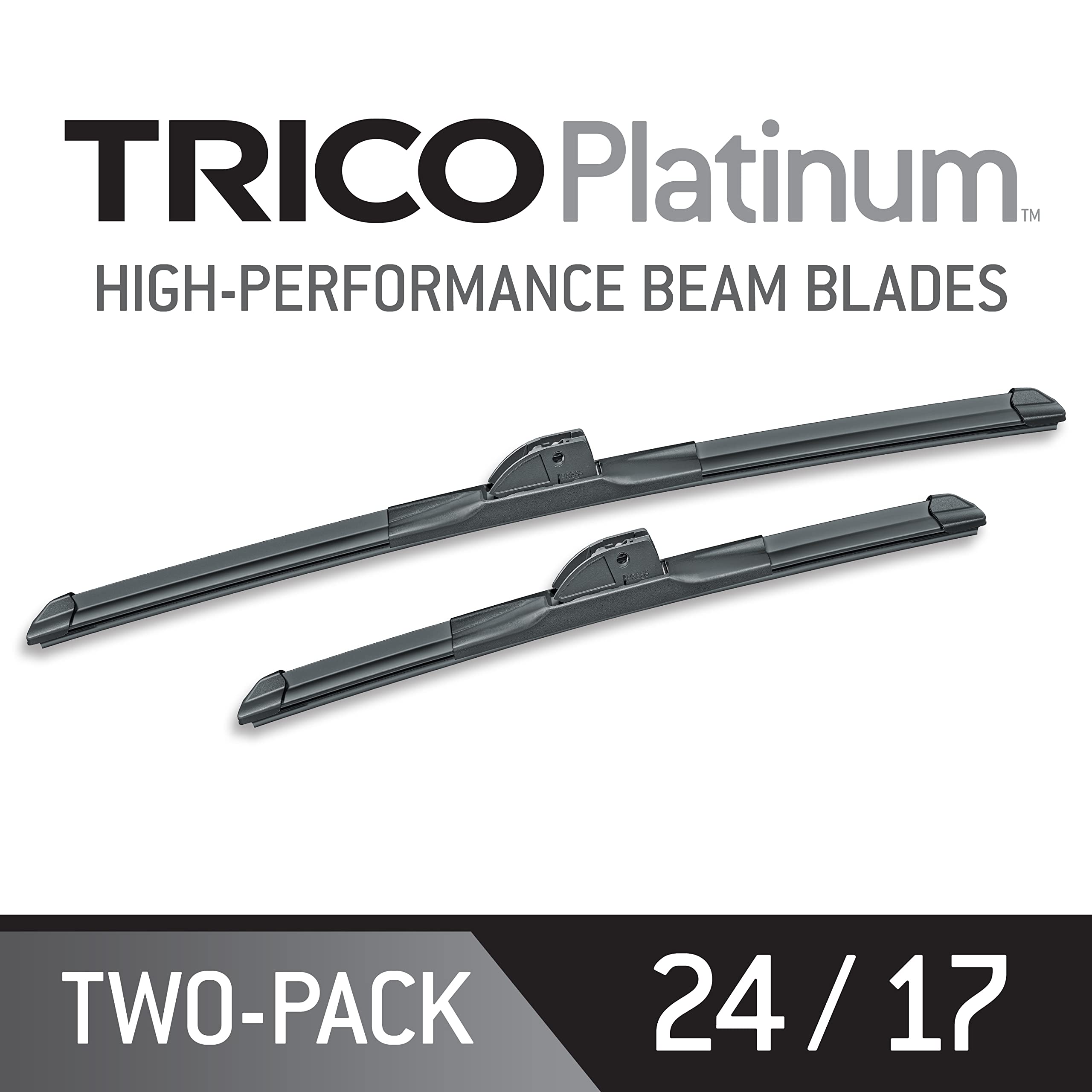 TRICO Platinum® 24 Inch & 17 inch pack of 2 High Performance Automotive Replacement Windshield Wiper Blades For My Car (25-2417), Easy DIY Install & Superior Road Visibility