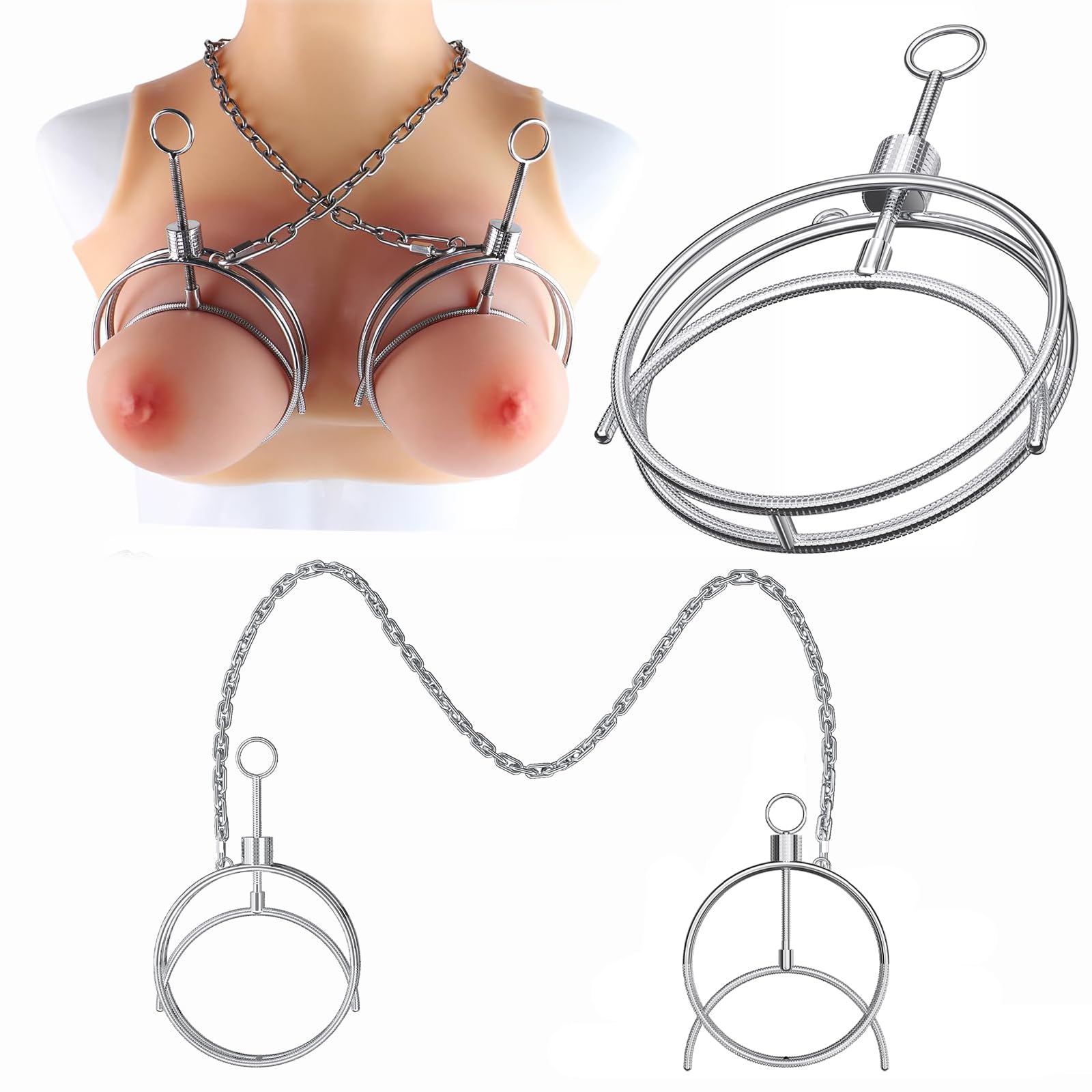 Edelstahl Brustwarzenklemmen für Frauen Nippelklemme mit Metallkette für BDSM & Rollenspiele Verstellbarer Fetisch-Bruststimulator Perfekt für intensive BruststimulationPaar SM Sexspielzeug