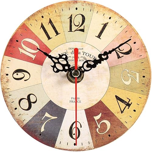 Miniatura 2 de Fydun 1 pieza artística creativa, reloj de pared pequeño europeo para oficina, decoración de reloj de pared de 5 estilos, redondo, MDF, para el