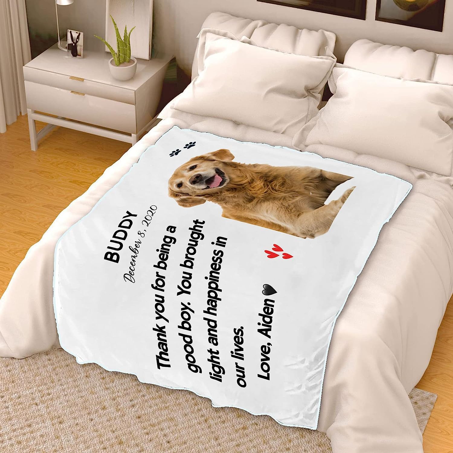 Couverture personnalisée avec photo de chien pour les amoureux des animaux de compagnie – Couverture en polaire personnalisée pour chien, maman, papa avec image personnalisée – Couverture
