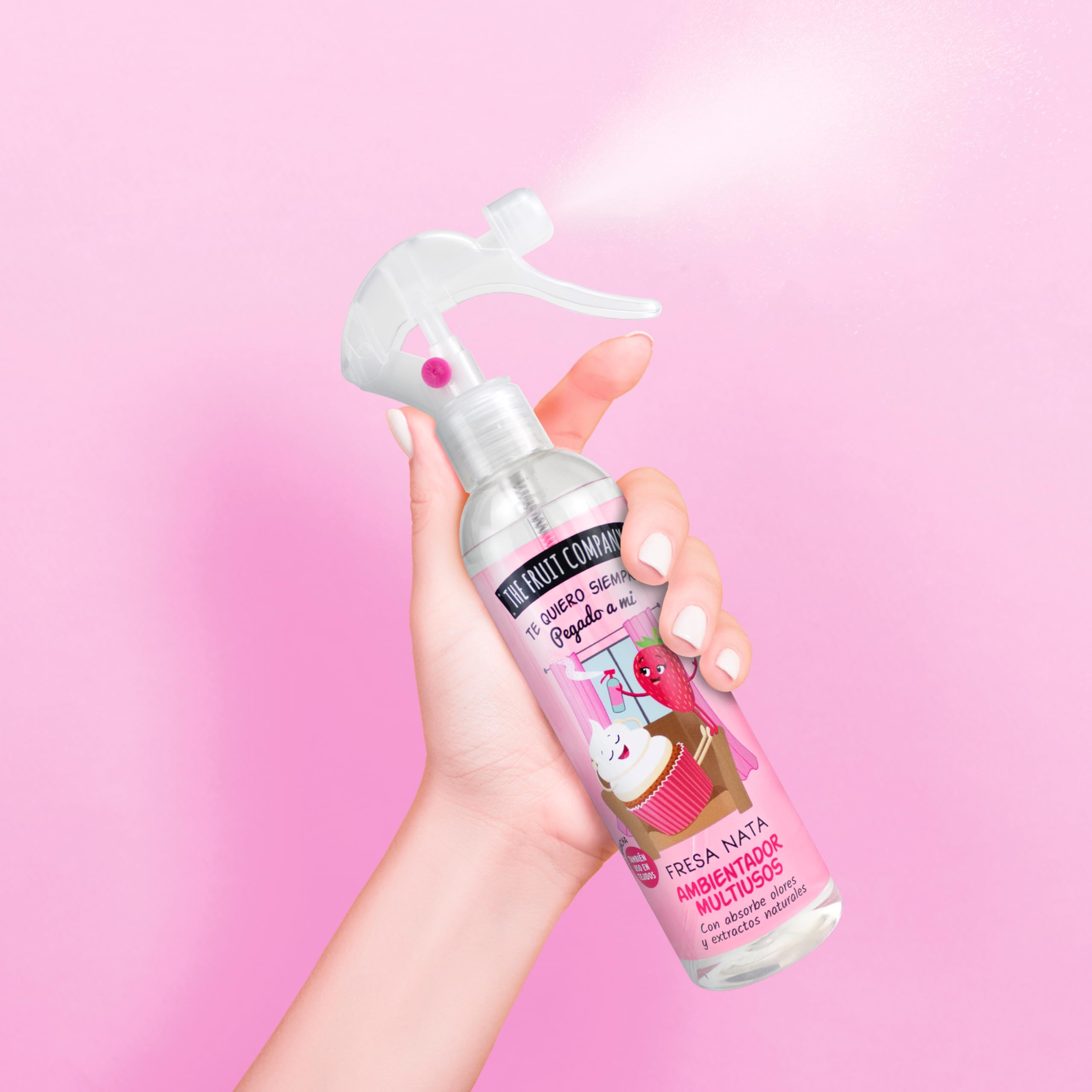 The Fruit Company - Ambientador Spray, Fresa Nata, Pack de 4 Unidades de 250ml (1000ml)