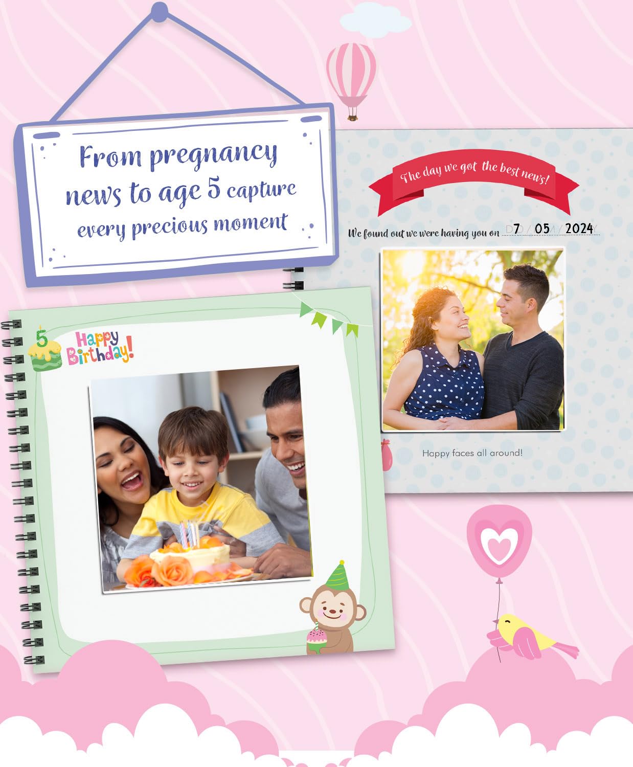 Baby Record Book - Premium Journal for Milestones & Memories with Photo Album for 0-5 Years Baby Girl/Boy | 56 Pages | Best Gift for Pregnancy, Baby Shower Party, New Born & New Parents 1