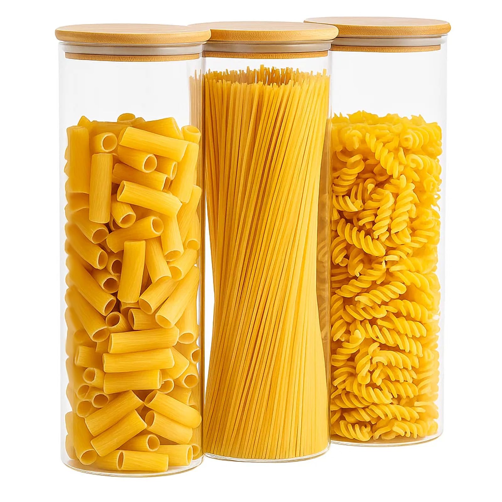 Sunnynest 2050Ml 3Pcs 3Pcs Large Glass Storage Jars With Airtight Lids -2100Ml Clear Pantry Organizer Containers For Spaghetti, Pasta, Cereal, Flour, Rice & Dry Food, Kitchen Countertop Canisters (2050Ml 3Pcs)