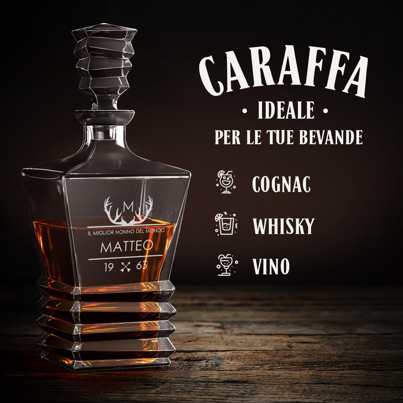 Maverton Set caraffa per whisky 800 ml con 6 bicchieri