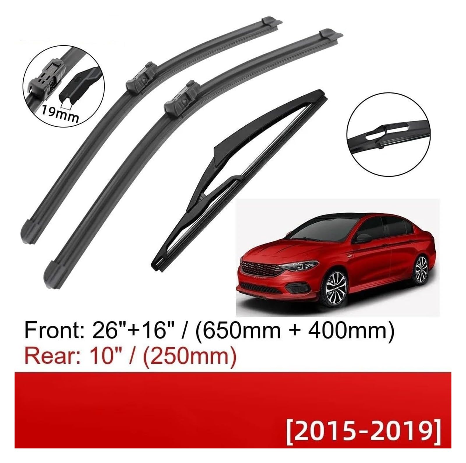 tergicristallo per Fiat per Tipo 356 2015 2016 2017 2018 2019 26 "+16"+10" Spazzole Tergicristallo Anteriori Posteriori Spazzole Spazzole Tergicristallo Auto