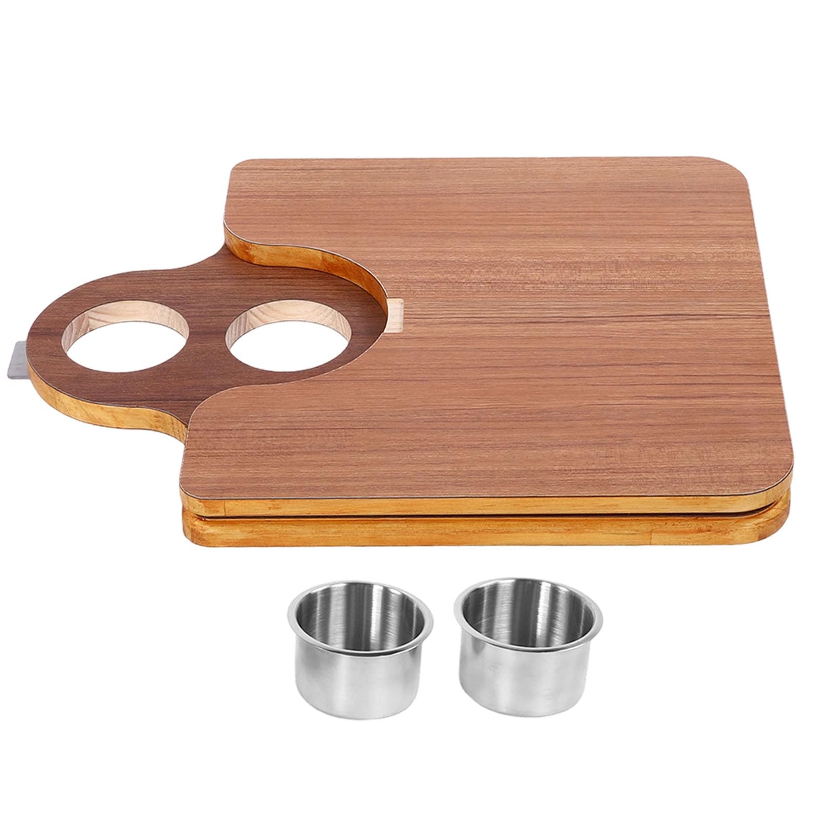 Haofy Piano Tavolo per Barca Pieghevole in Legno Massello 750x395 Mm con 2 Portabicchieri in Acciaio Inossidabile per Lavori di Ristorazione su Yacht per