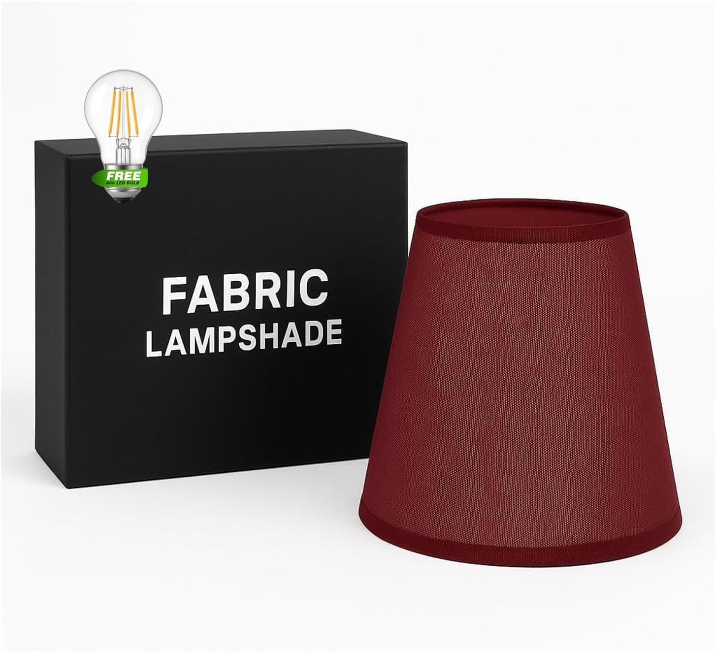 LEDSONE 16cm Burgundy Fabric Table Lampshade Modern Tapered Table Lamp Shade with A60 LED Bulb Easy Fit Replacement for Bedroom Living Room Office Bedside Table or Floor Light Replacement Lamp Shade. — image 1